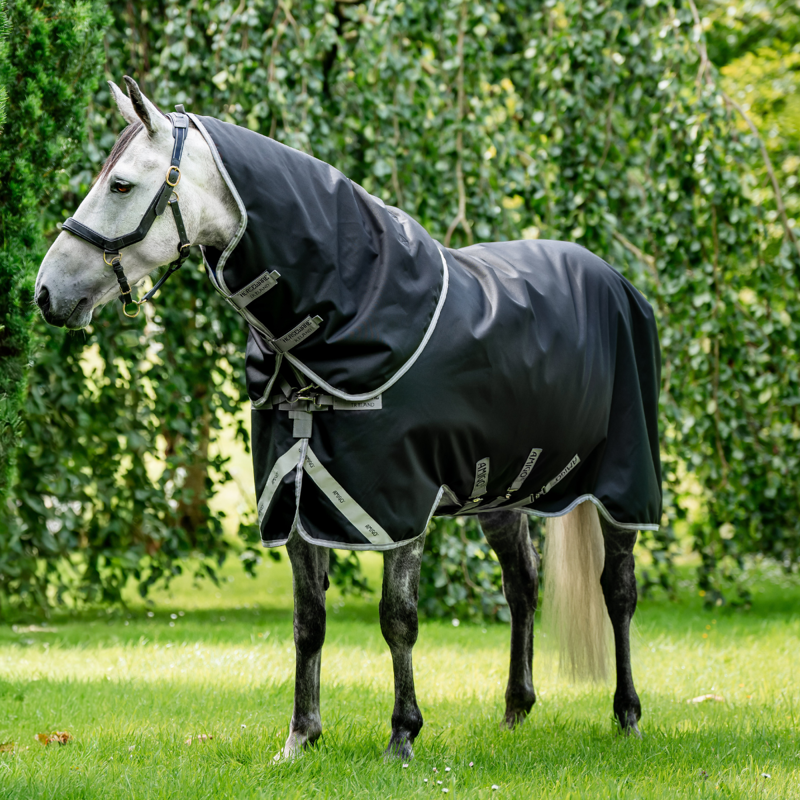 Horseware Amigo Bravo 12 Plus Medium 250g Turnout Rug - Black/Titanium Grey Silver-1