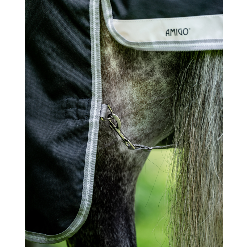 Horseware Amigo Bravo 12 Plus Medium 250g Turnout Rug - Black/Titanium Grey Silver-7