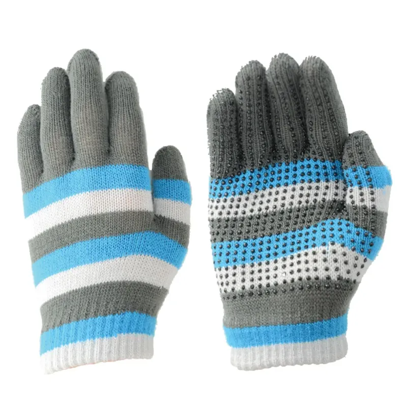 Hy Equestrian Magic Striped Gloves - Blue/Grey