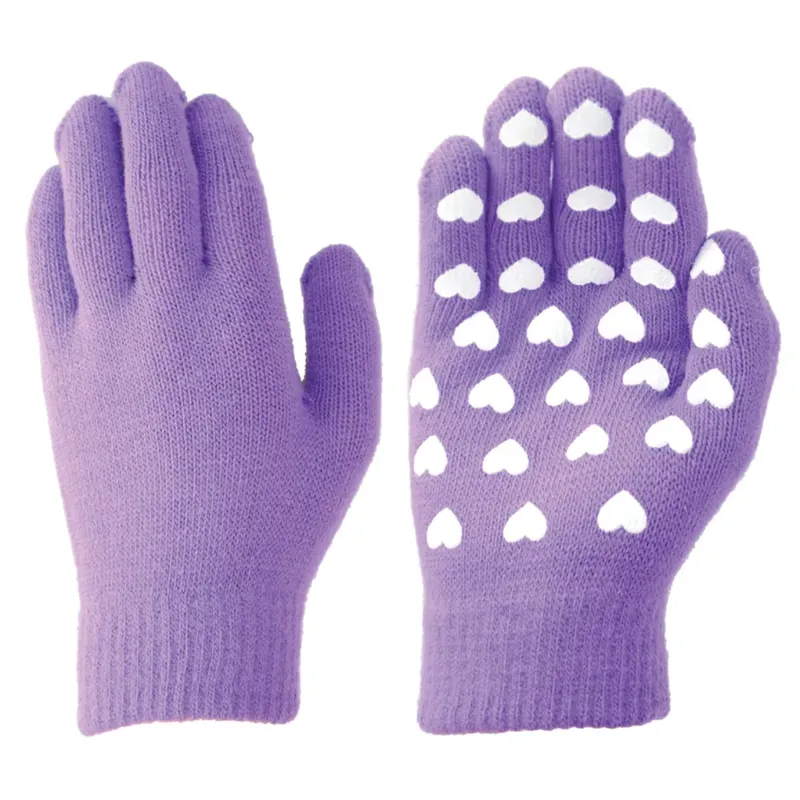 Hy Equestrian Child's Magic Patterned Gloves - Purple Hearts