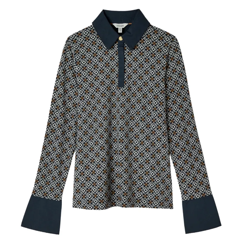Joules Ladies Cordelia Long Sleeve Top - Blue Geo Print