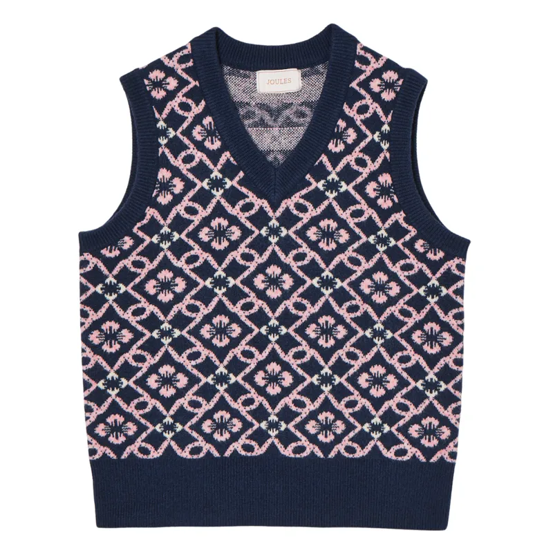 Joules Ladies Meredith V-Neck Knitted Vest - Navy