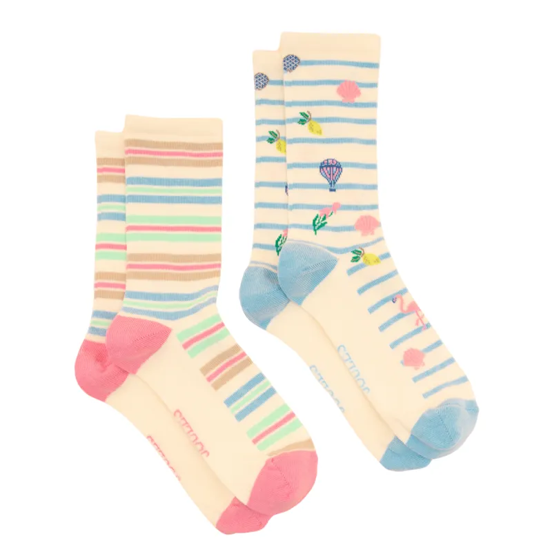 Joules Ladies Everyday 2 Pack Socks - Summer Icons