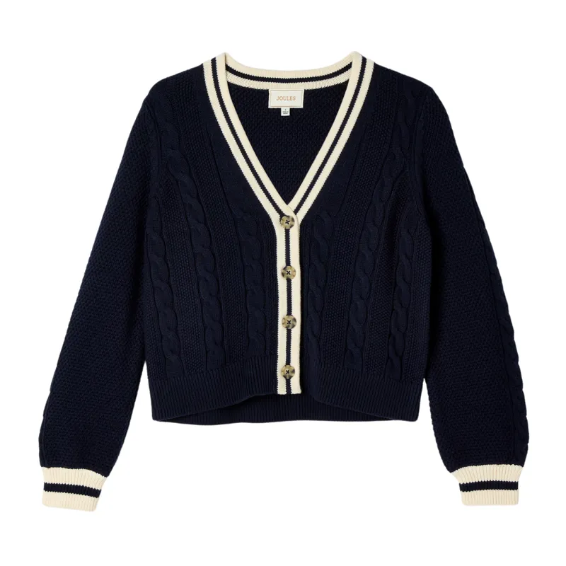 Joules Ladies Centre Court Cable Knit Cardigan - Navy