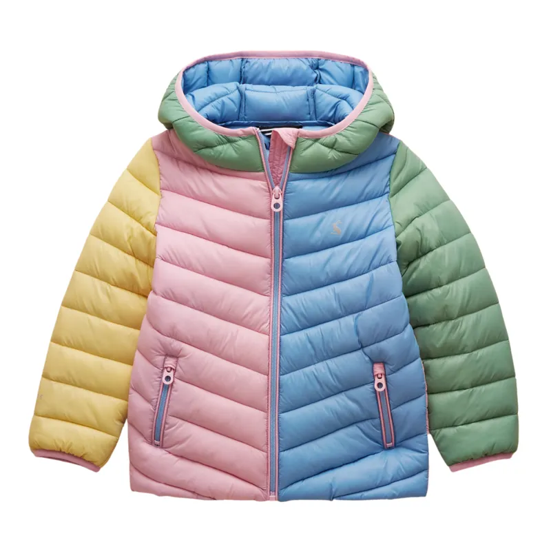 Joules Kids Carin Hotchpotch Showerproof Padded Coat - Pink