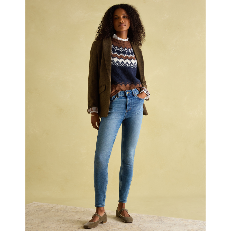 Joules Ladies Skinny Jeans - Mid Blue Denim-3