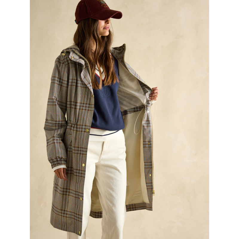 Joules Ladies Holkham Waterproof Packable Raincoat - Dartmoor Check-4