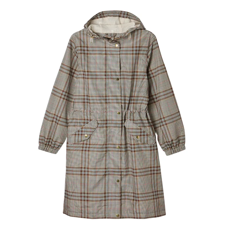 Joules Ladies Holkham Waterproof Packable Raincoat - Dartmoor Check