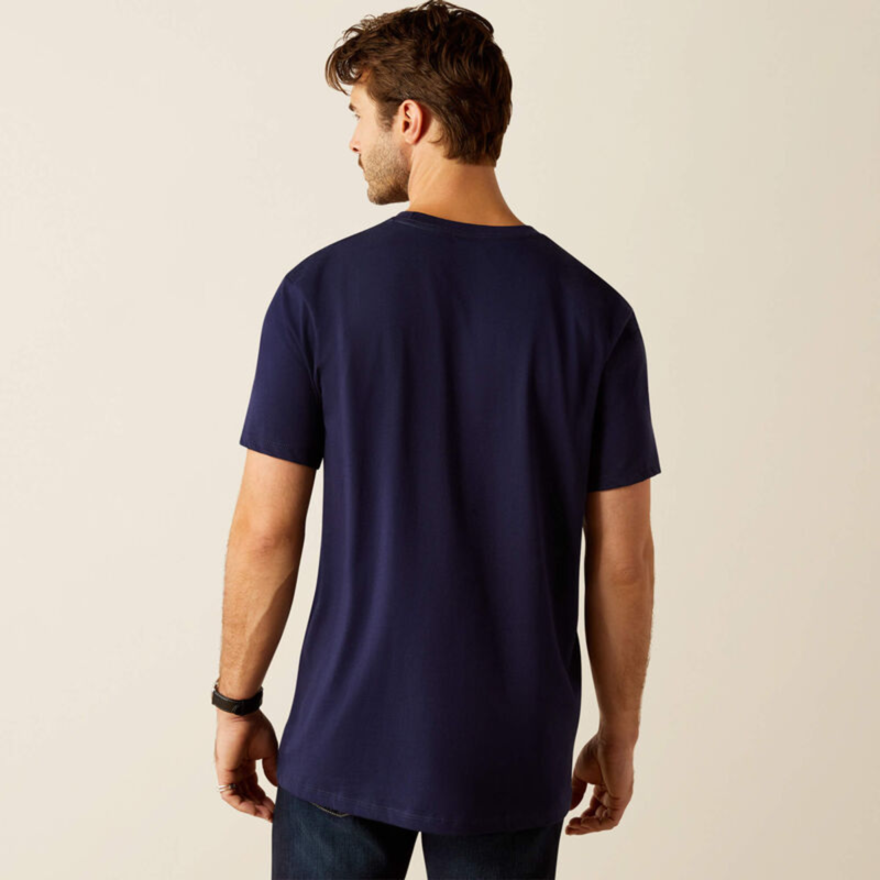 Ariat Men's Vertical Logo T-Shirt - Classic Blue/White-1