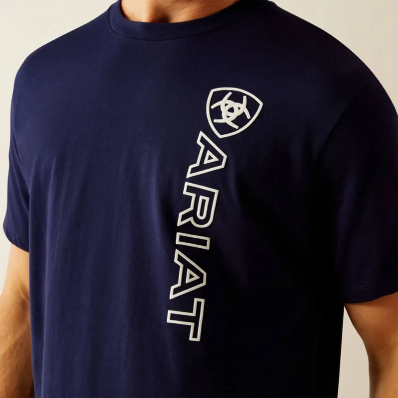 Ariat Men's Vertical Logo T-Shirt - Classic Blue/White-2