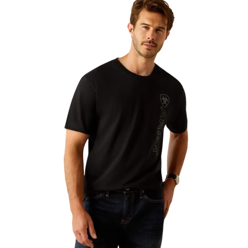 Ariat Men's Vertical Logo T-Shirt - Black/Ebony Black