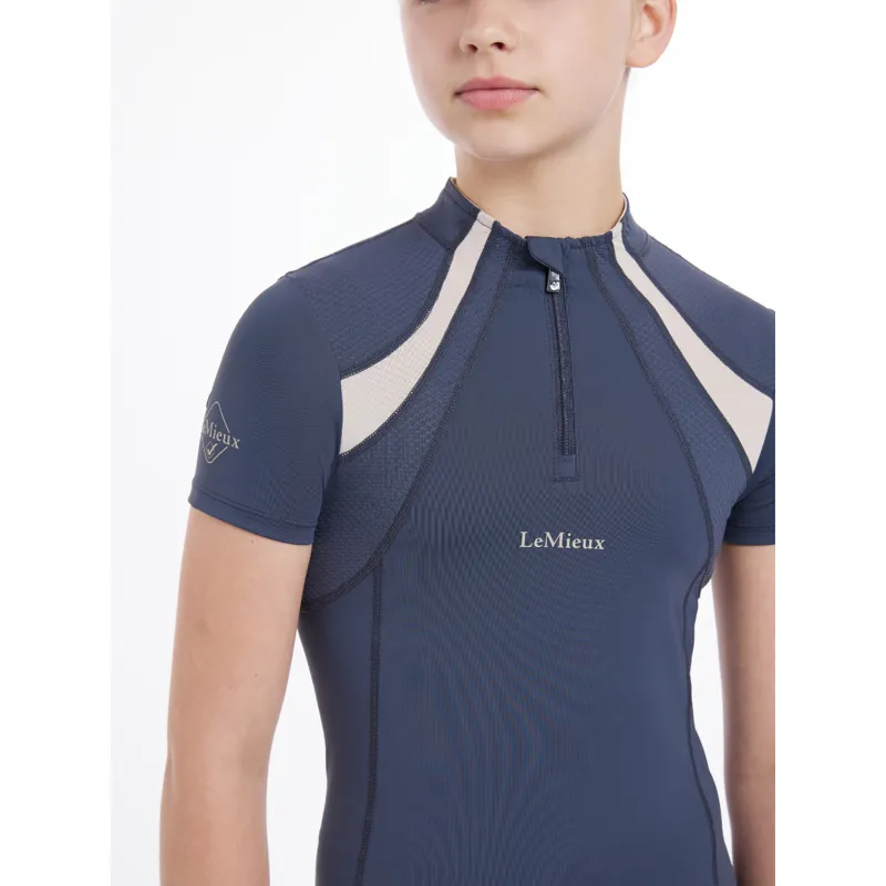 LeMieux Young Rider Short Sleeve Mia Mesh Base Layer - Dusk Blue-2