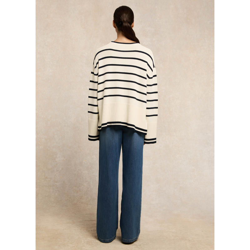Holland Cooper Antonia Crew Neck Knit - Natural Stripe-5