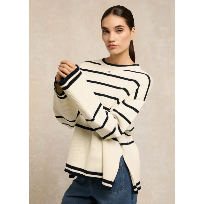 Holland Cooper Antonia Crew Neck Knit - Natural Stripe-2