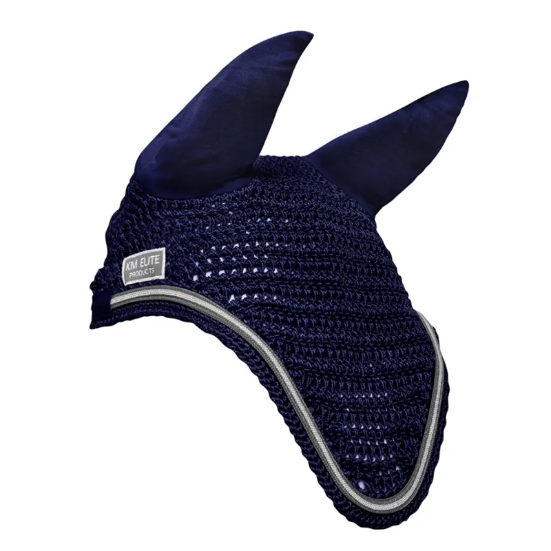 KM Elite Fly Veil - Navy Blue/Silver Trim