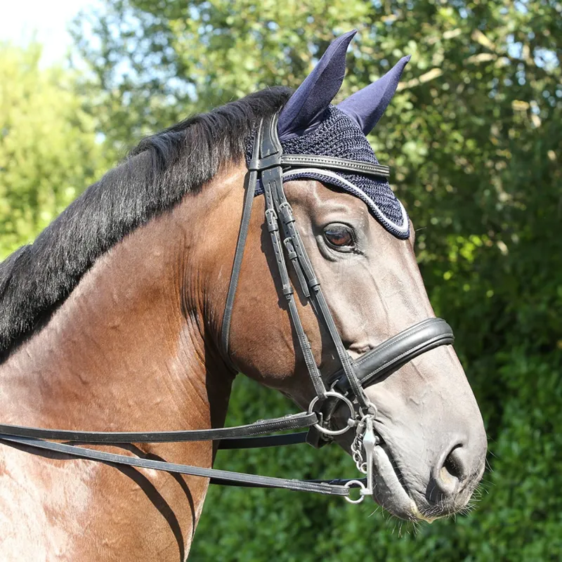 KM Elite Fly Veil - Navy Blue/Silver Trim-1