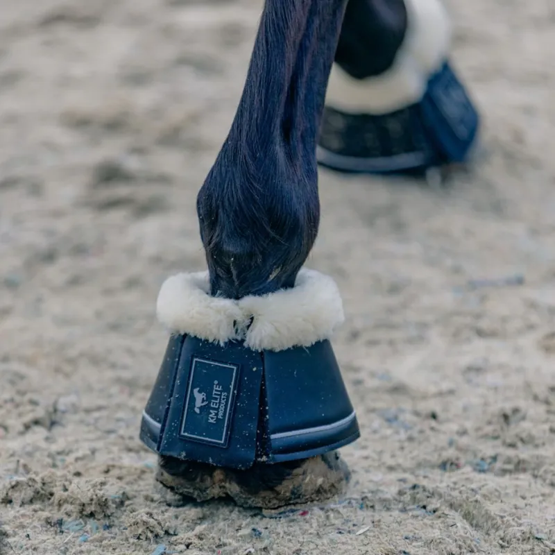 KM Elite Teddy Soft Over Reach Boots - Black/Natural