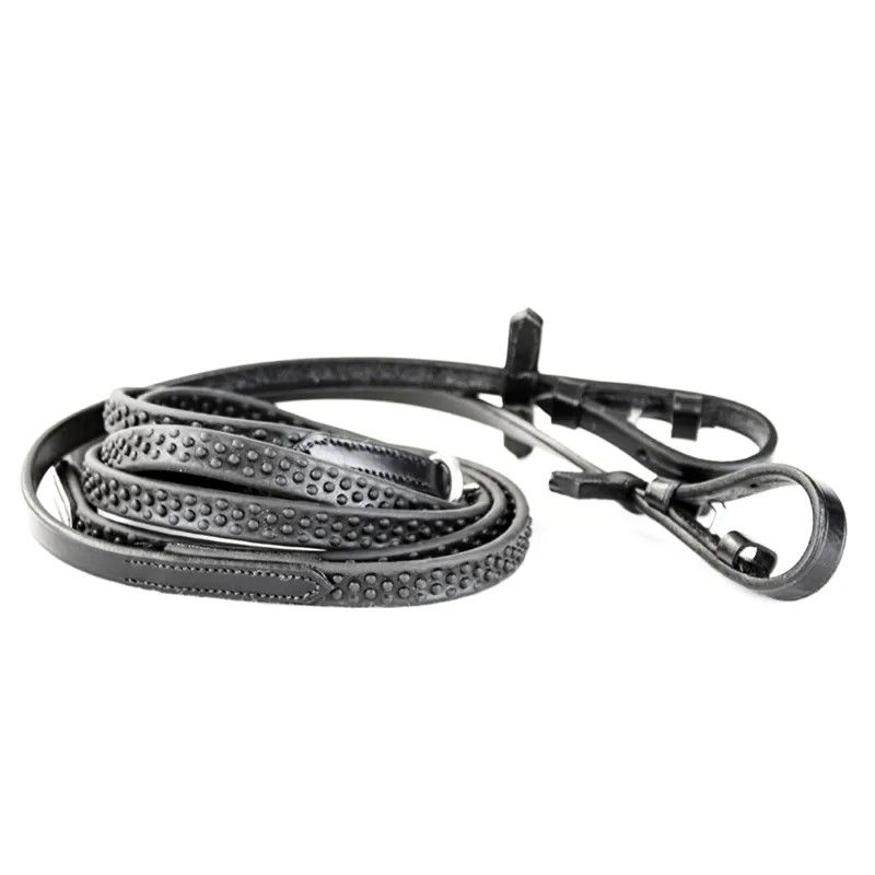 KM Elite Pro Grip Eventer Reins - Black