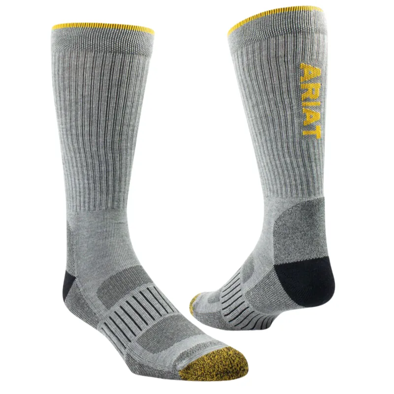 Ariat ADT High Perform Tek Work Sock 2 Pack - Grey