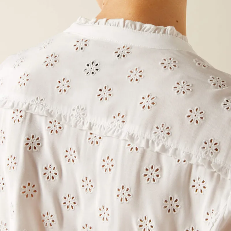 Ariat Women's Clarion Blouse - White Eyelet-3