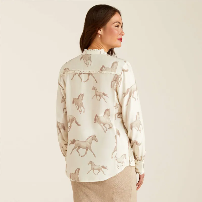 Ariat Women's Clarion Blouse - Sepia Horse Print-1
