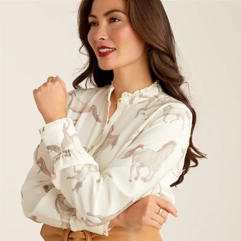 Ariat Women's Clarion Blouse - Sepia Horse Print-2