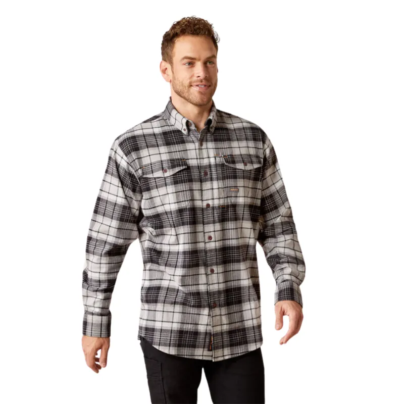 Ariat Men's Rebar Flannel DuraStretch Work Shirt - Charcoal Grey