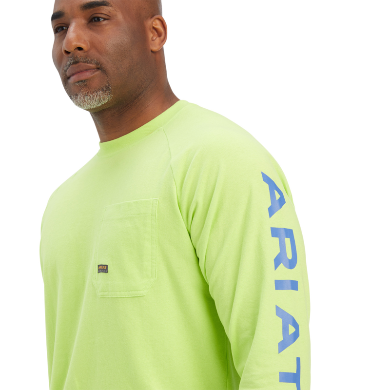 Ariat Men's Rebar Cotton Strong Graphic T-Shirt - Lime Green/Blue-3