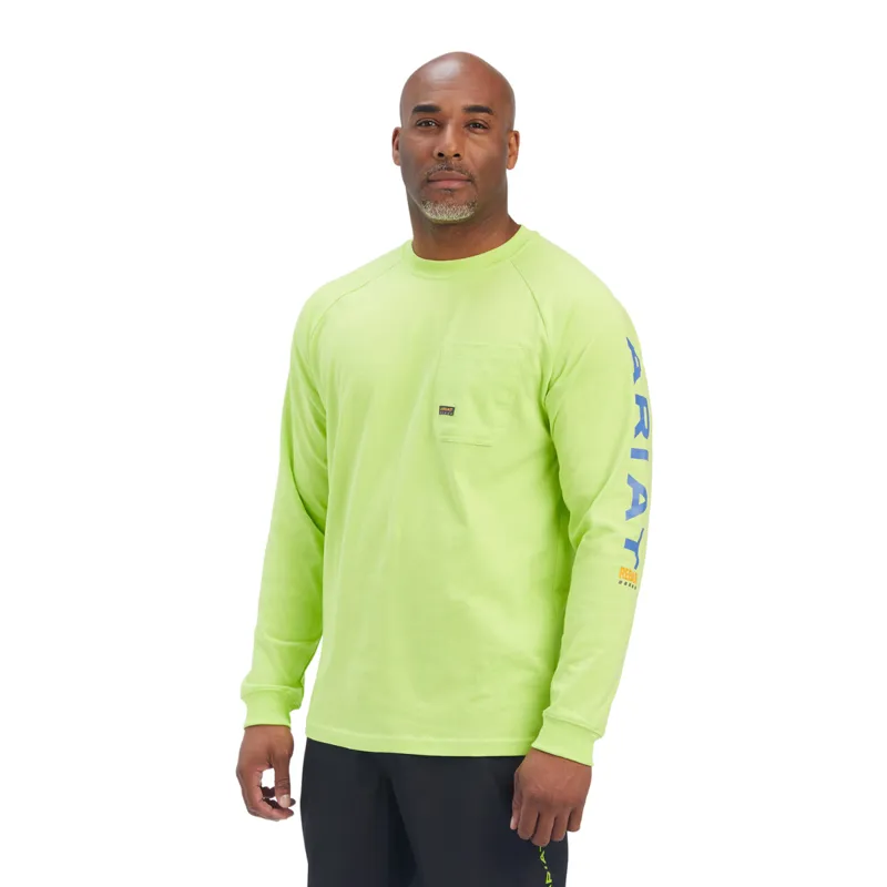 Ariat Men's Rebar Cotton Strong Graphic T-Shirt - Lime Green/Blue