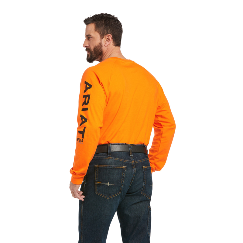 Ariat Men's Rebar Cotton Strong Graphic T-Shirt - Safety Orange/Black-1