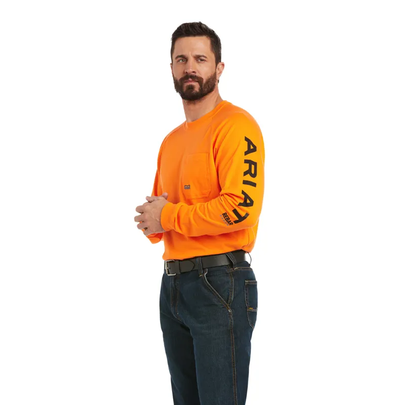 Ariat Men's Rebar Cotton Strong Graphic T-Shirt - Safety Orange/Black