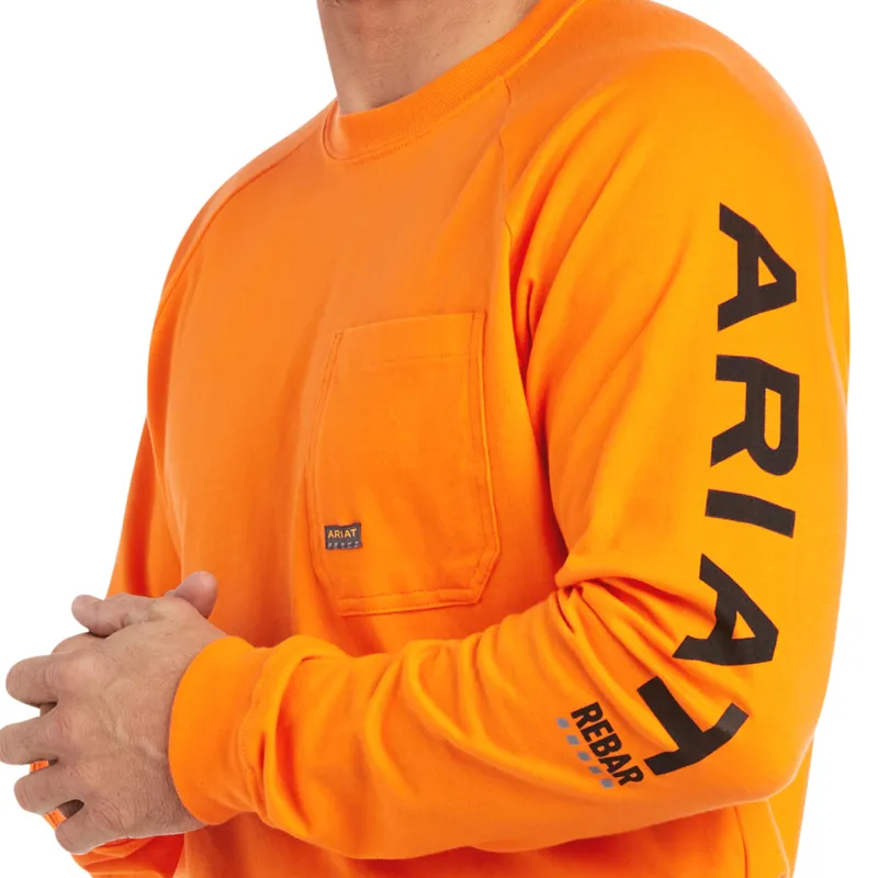 Ariat Men's Rebar Cotton Strong Graphic T-Shirt - Safety Orange/Black-2