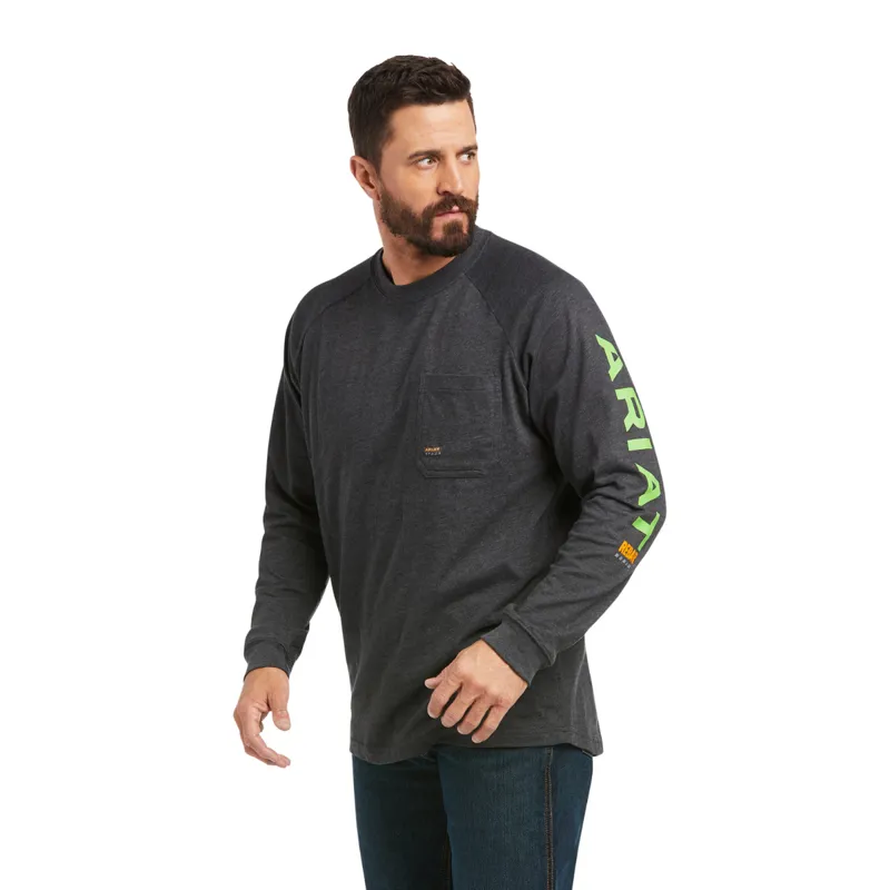 Ariat Men's Rebar Cotton Strong Graphic T-Shirt - Charcoal Heather/Lime