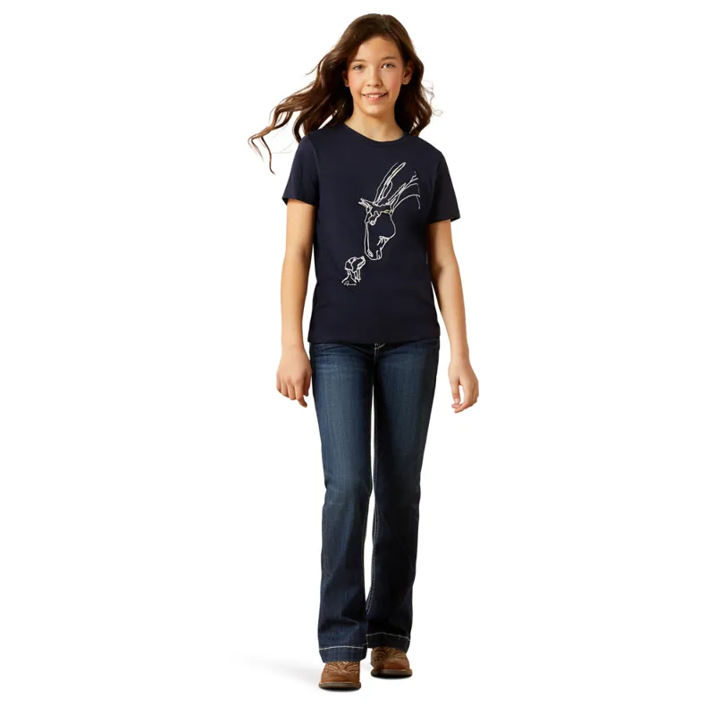 Ariat Youth Hay Girl T-Shirt - Classic Navy-3