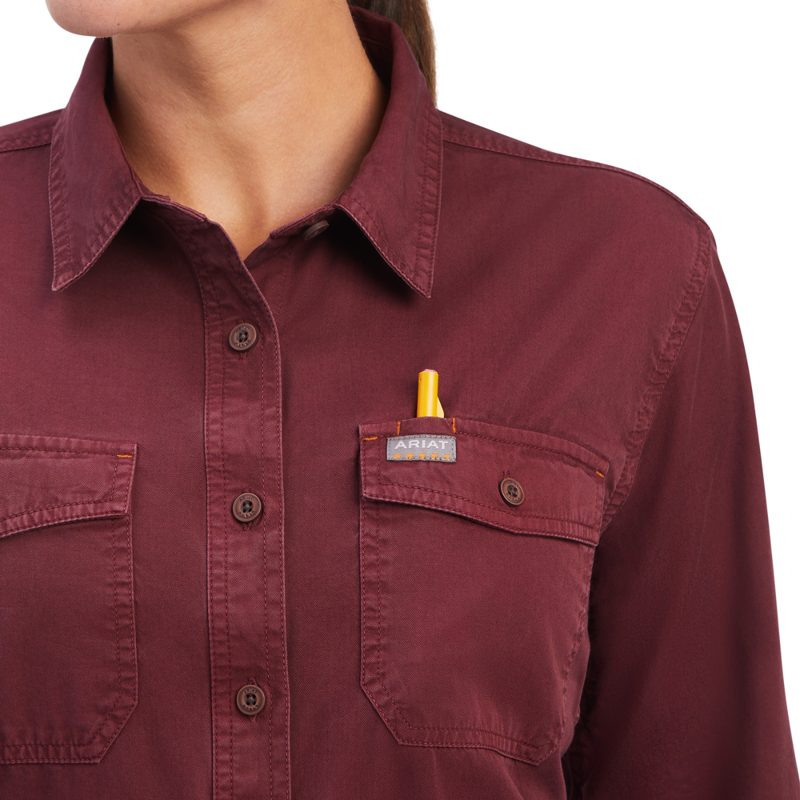 Ariat Women's Rebar Washed Twill Work Shirt - Port-4