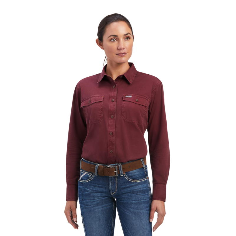 Ariat Women's Rebar Washed Twill Work Shirt - Port-1