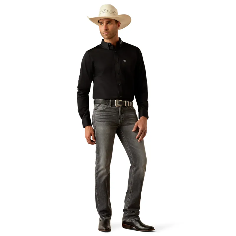 Ariat Men's Team Logo Twill Fitted Shirt - Black/Grey-4