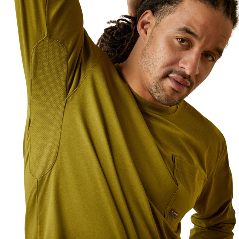 Ariat Men's Rebar Workman Logo T Shirt - Avocado/Beech-3