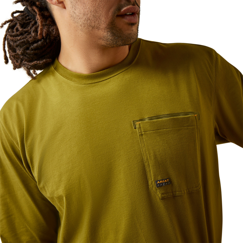 Ariat Men's Rebar Workman Logo T Shirt - Avocado/Beech-2