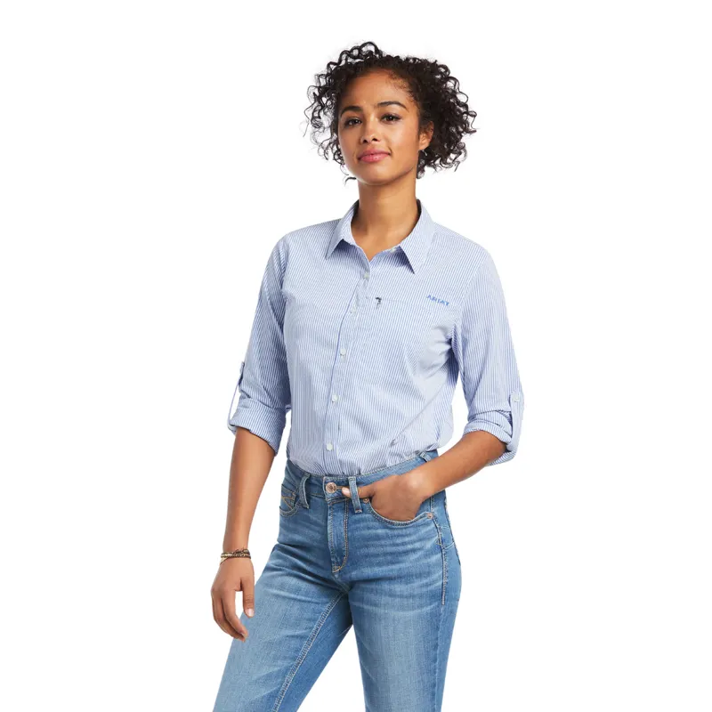 Ariat Women's VentTEK Stretch Shirt - Mazarine Blue And White Stripe