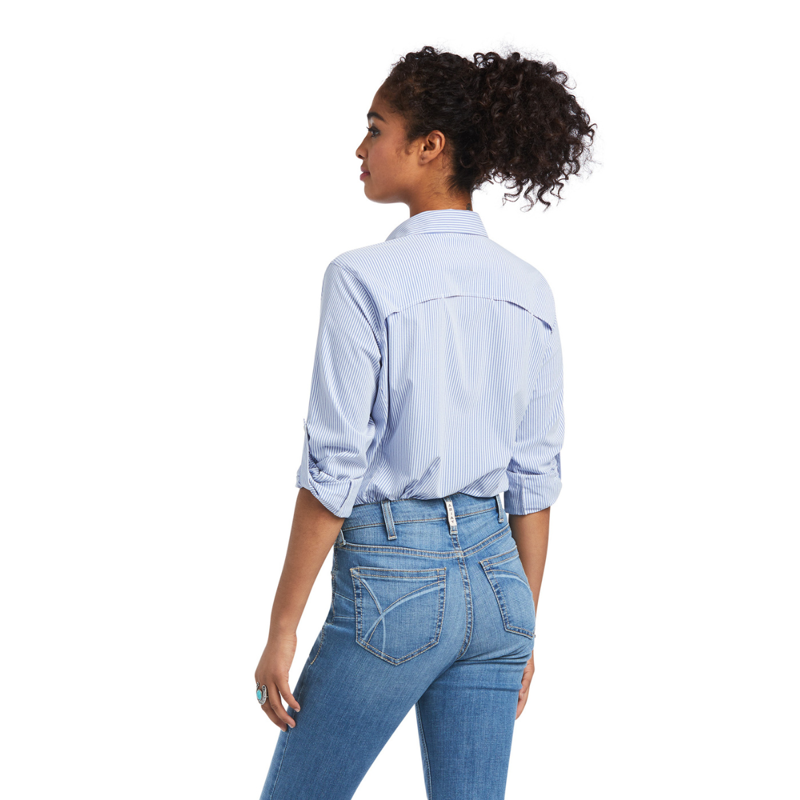 Ariat Women's VentTEK Stretch Shirt - Mazarine Blue And White Stripe-1
