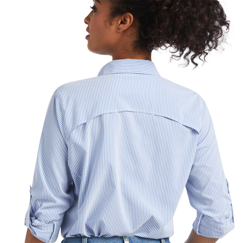Ariat Women's VentTEK Stretch Shirt - Mazarine Blue And White Stripe-3