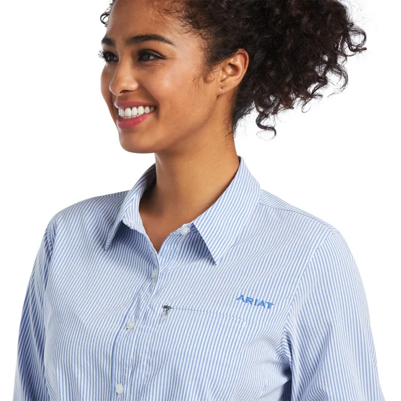 Ariat Women's VentTEK Stretch Shirt - Mazarine Blue And White Stripe-2