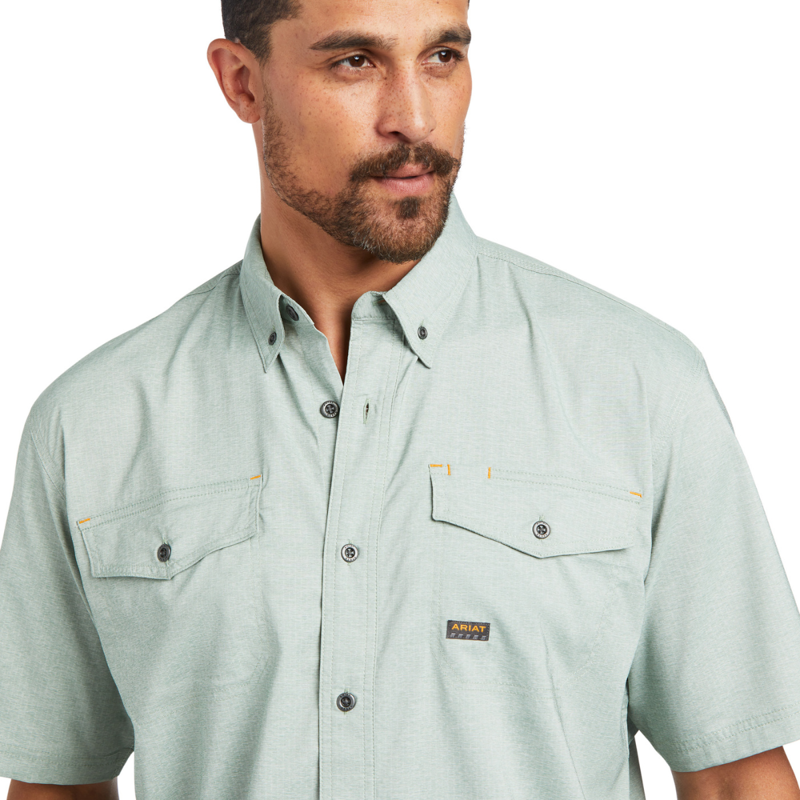 Ariat MNS Rebar Made Tough VentTEK DuraStretch  Work Shirt - Green Bay Heather-2