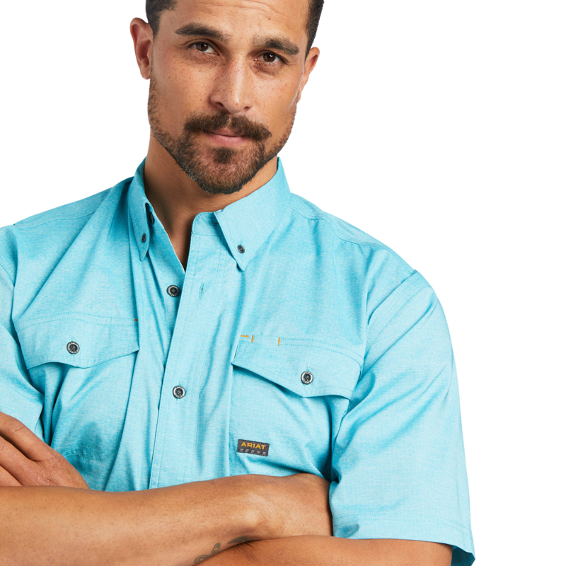 Ariat MNS Rebar Made Tough VentTEK DuraStretch  Work Shirt - Caribbean Heather-2