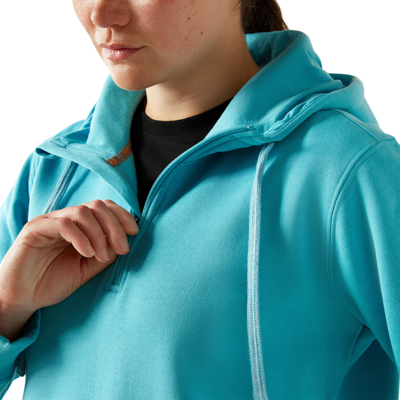 Ariat Women's Rebar Skill Set 1/2 Zip Hoodie - Maui Blue-5