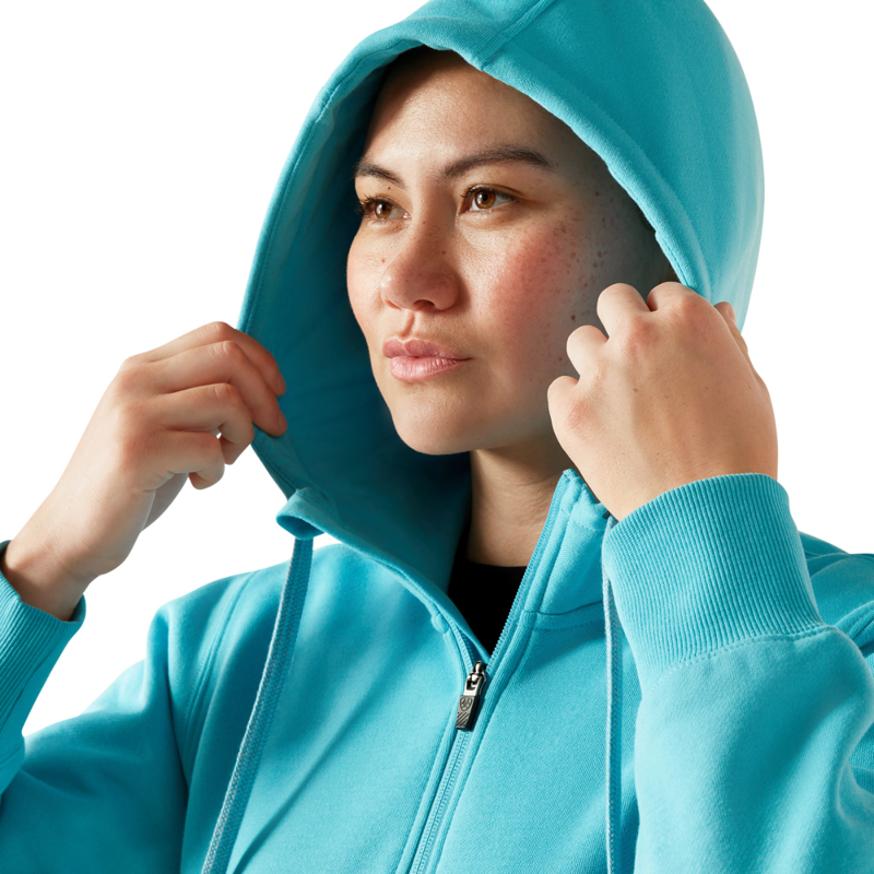 Ariat Women's Rebar Skill Set 1/2 Zip Hoodie - Maui Blue-4