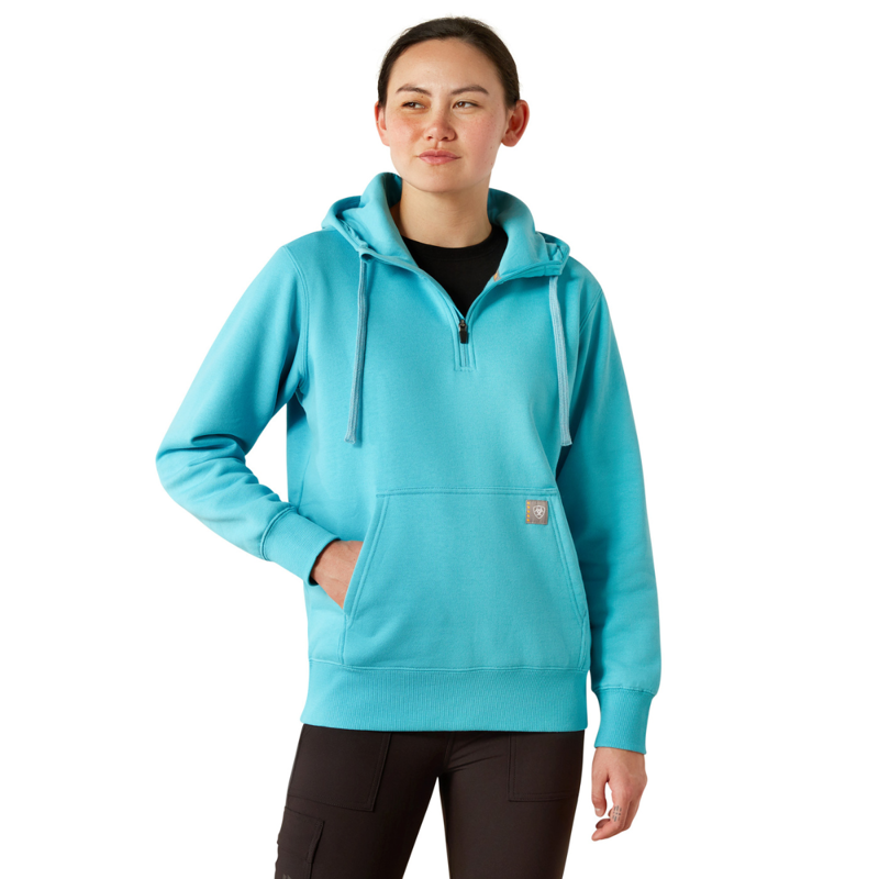 Ariat Women's Rebar Skill Set 1/2 Zip Hoodie - Maui Blue-2