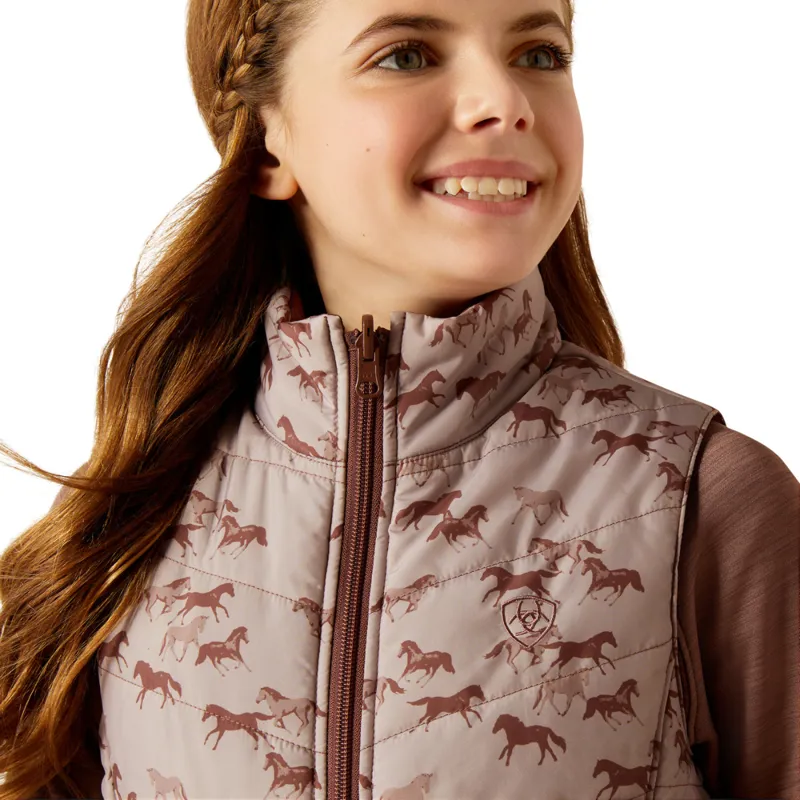 Ariat Youth Bella Reversible Insulated Gilet - Scattering Horses-2