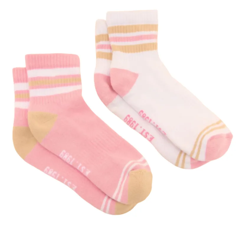 Joules Ladies Volley Tennis Socks 2 Pack - Pink 